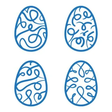 Happy Easter eggs vector card illustration hand drawn with easter eggs. Stock Illustration