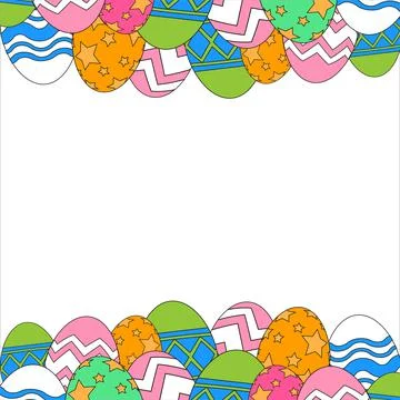 Happy Easter Eggs in a white background, Beautiful Multi-colour Easter Eggs,  Stock Illustration