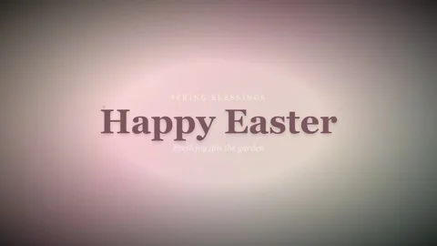 Happy Easter elegant greeting text on soft pastel background Stock Footage 335801033