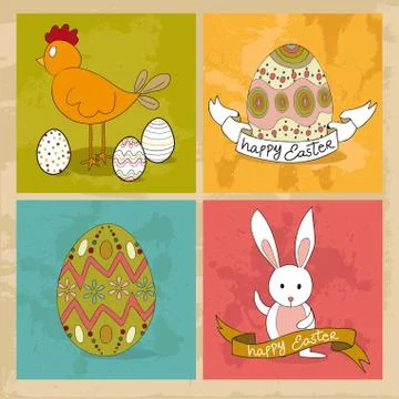 Happy easter elements set Illustrazione stock