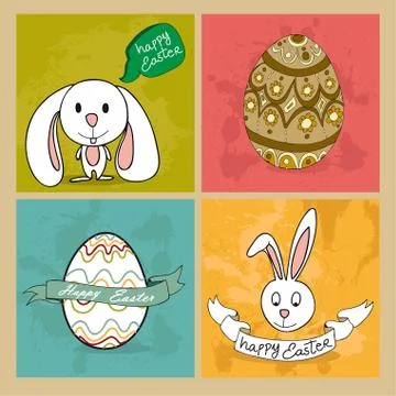 Happy easter elements set 库存插图