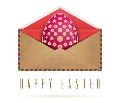 Happy Easter. Envelope with pink Easter egg Stock Illustration