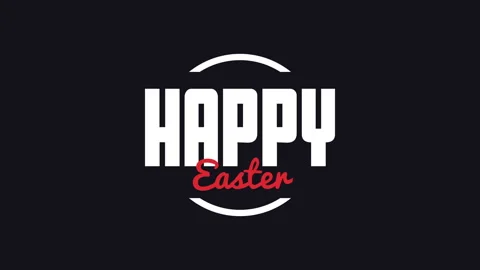 Happy Easter event logo bold and script fonts on black background Video stock 265555135