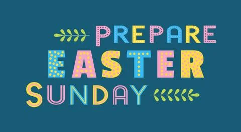 Happy Easter fancy hand drawn flat color vector Stock Illustration