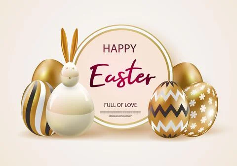 Happy easter. Festive background design with realistic colorful eggs, easter Stock Illustration