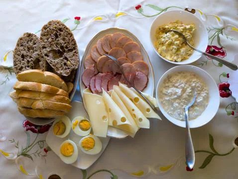 Happy Easter! Festive breakfast Stock Photos