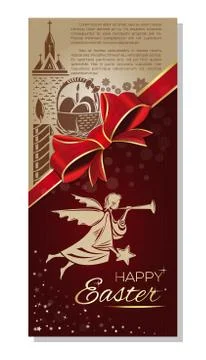 Happy Easter. Festive card with a flying angel Stock Illustration