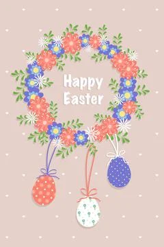 Happy easter. Festive decoration with spring elements Stockillustratie