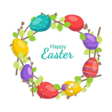 Happy easter. Festive decoration with spring elements Stockillustratie