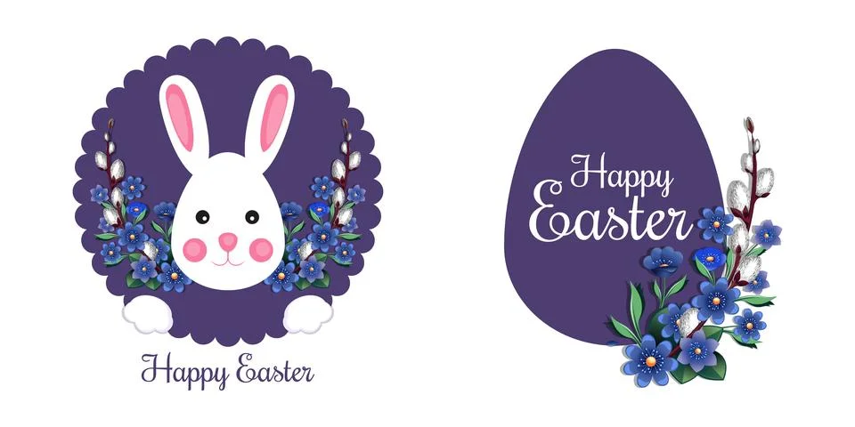 Happy Easter. Festive easter banner with bunny Stock Illustration