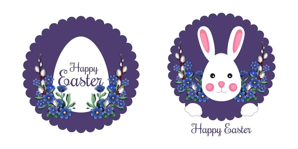 Happy Easter. Festive easter banner with bunny Stock Illustration