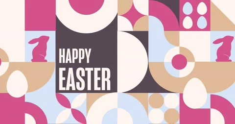 Happy Easter. Flat holiday animation. Motion graphic design. 4K, HD loop footage Stock Footage 236575110