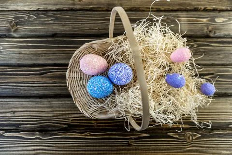 Happy easter! Flat Lay, Internet banner, postcard on Easter Stock Photos