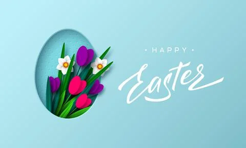 Happy Easter floral background. 스톡 일러스트