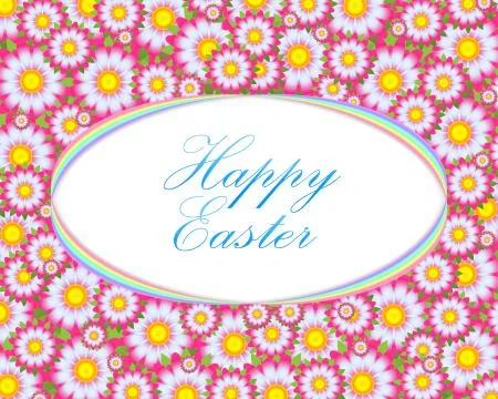Happy Easter Floral Card Template Stock Illustration