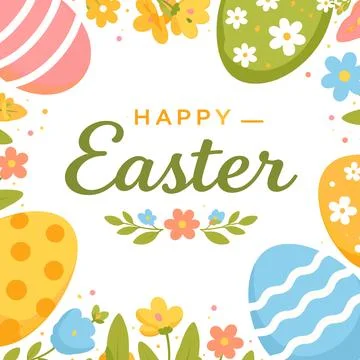 Happy Easter Floral Egg Frame Vector Illustration Stock Illustration