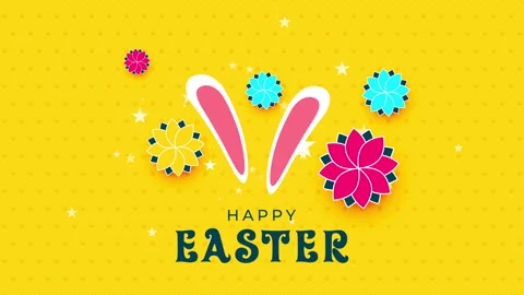 Happy easter flower and rabbit ears background Stock Footage 241653335