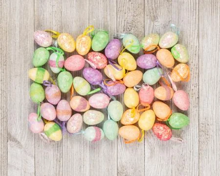 Happy Easter Foam Eggs Stock Photos