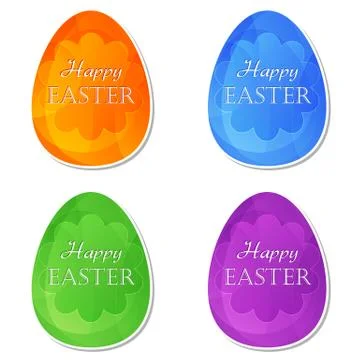 Happy easter in four colors easter eggs with flowers Stock Illustration