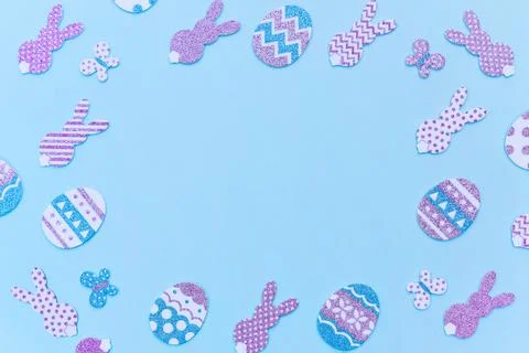 Happy Easter frame with copy space. Stock Photos