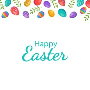 Happy Easter frame with eggs Stock Illustration