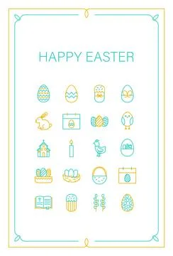 Happy Easter Frame Poster Stock Illustration