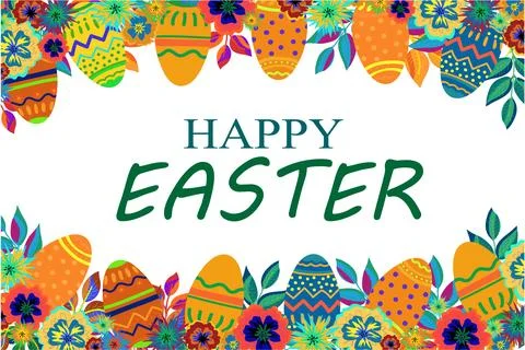 Happy Easter frame yellow blue Illustrazione stock