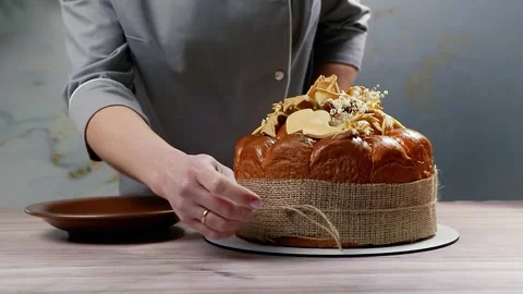 Happy Easter. Freshly baked Easter cake. Stock Footage 267028613