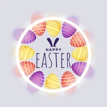 Happy easter fun card with 3d colorful eggs design Stock Illustration