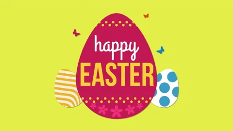 Happy Easter with fun eggs with geometric pattern Stock Footage 165170740