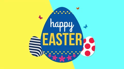 Happy Easter with fun eggs with geometric dots and stripes pattern Stock Footage 165170751