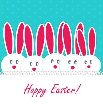 Happy Easter Funny Background with Rabbit Vector Illustration Stock Illustration