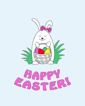 Happy easter with funny bunny Stock Illustration