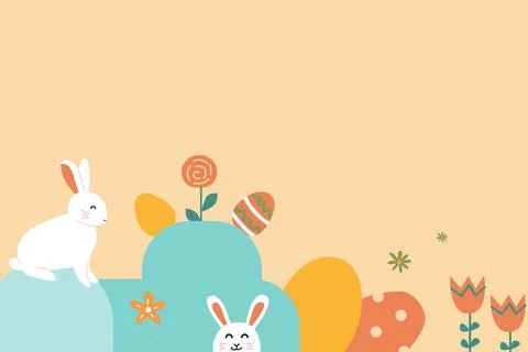 Happy easter geometric design featuring bunnies and eggs for spring celebration Stockillustratie