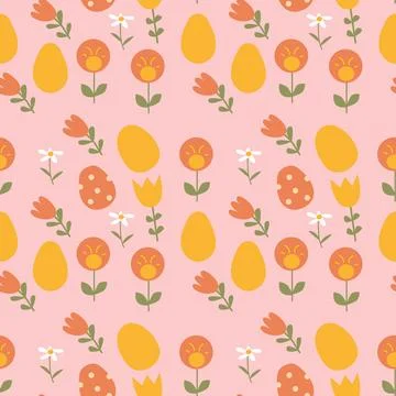 Happy easter geometric floral pattern - ideal for seasonal design and craft Illustrazione stock