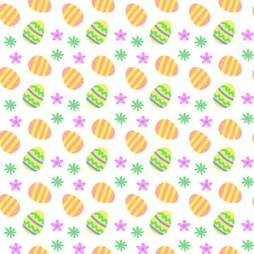 Happy easter geometric pattern with colorful eggs and flowers for festive design 스톡 일러스트