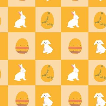 Happy easter geometric pattern with eggs and rabbits for festive design Stockillustratie