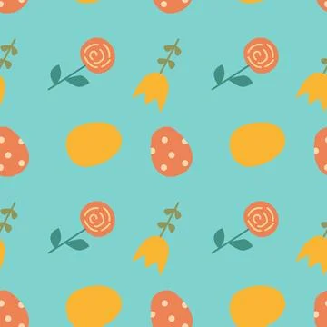 Happy easter geometric pattern with eggs and flowers for festive designs and Stockillustratie