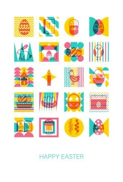 Happy Easter Geometrical Poster Illustrazione stock