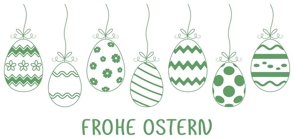 Happy Easter in German language. Easter Egg vector Ornament with gift ribbon. Stock Illustration
