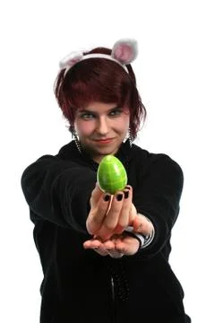 Happy easter girl with easter egg  Stock Photos