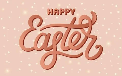 Happy Easter glittering banner brown card flat Stock Illustration