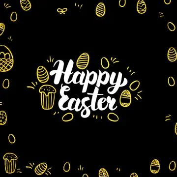 Happy Easter Gold Black Postcard 스톡 일러스트