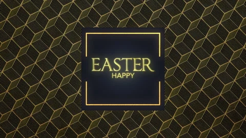 Happy Easter with gold frame and pattern Vídeo Stock 170320612