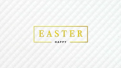 Happy Easter in gold frame on white geometric pattern Stock Footage 229846490