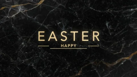 Happy Easter with gold glitters on marble pattern Stock Footage 232405437