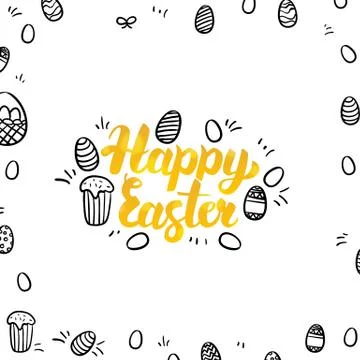 Happy Easter Gold Greeting Postcard 스톡 일러스트