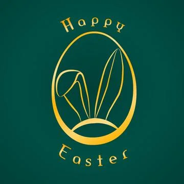 Happy easter gold with rabbit ears Stock Illustration