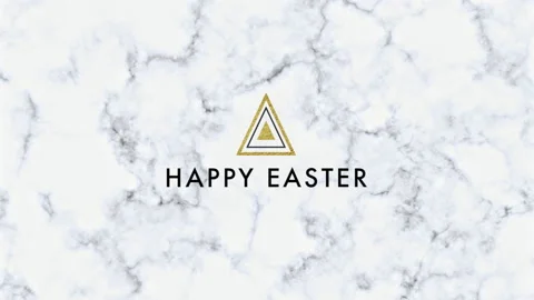 Happy Easter with gold triangles on marble pattern Stock Footage 232833095
