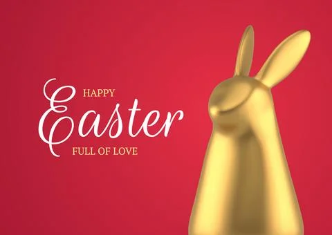 Happy Easter golden rabbit bauble festive 3d greeting card design template .. Stock Illustration